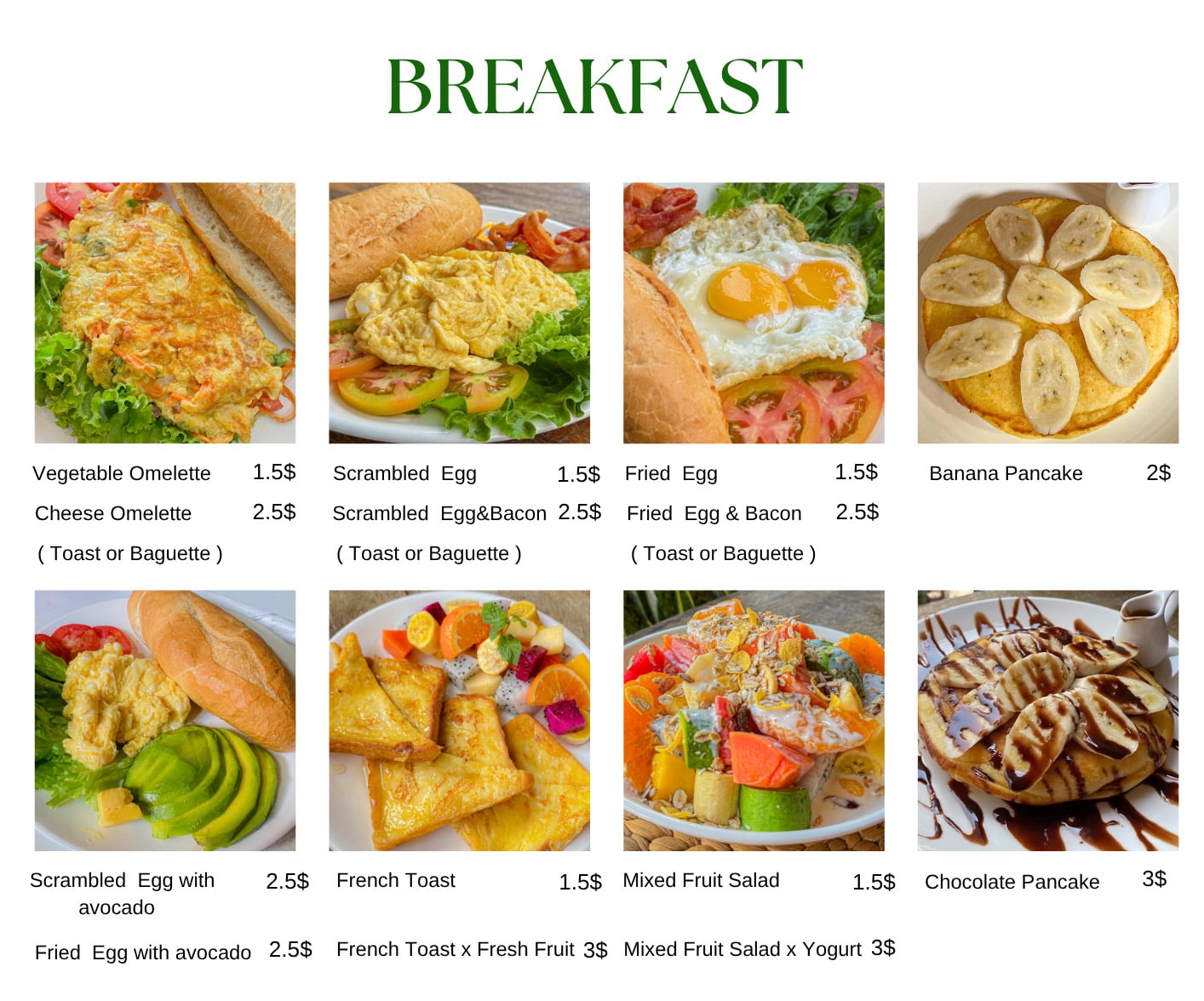 NickRestaurant breakfast menu