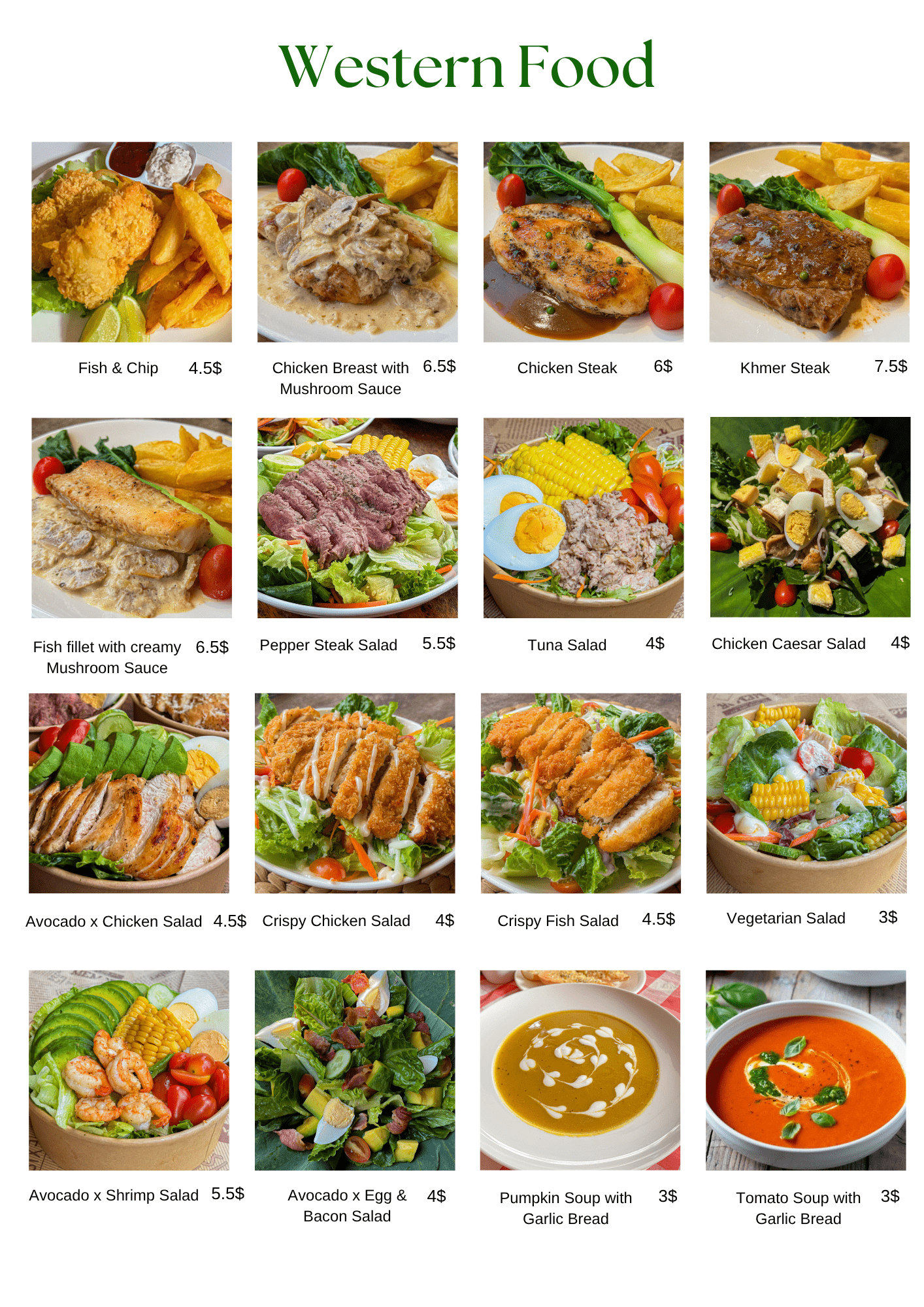 Nick Restaurant Western Food Menu